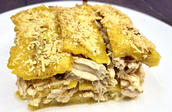 Lasaña de Plátano con pollo y champiñones - RecetasFusion